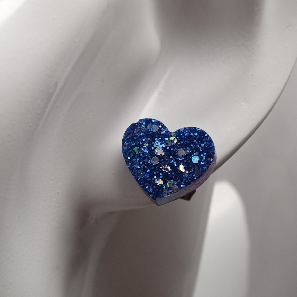5/$25 Hand Crafted Blue Heart Earrings